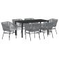 Preview: 2-teiliges Garten-Essset mit Kissen Grau Poly-Rattan