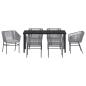 Preview: 2-teiliges Garten-Essset mit Kissen Grau Poly-Rattan