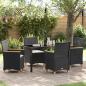 Preview: ARDEBO.de - 5-teiliges Garten-Ess-Set mit Kissen Schwarz Poly-Rattan