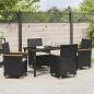 Preview: 5-teiliges Garten-Ess-Set mit Kissen Schwarz Poly-Rattan