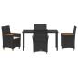 Preview: 5-teiliges Garten-Ess-Set mit Kissen Schwarz Poly-Rattan