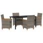Preview: 5-teiliges Gartenset mit Kissen Grau Poly-Rattan