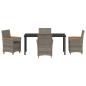 Preview: 5-teiliges Gartenset mit Kissen Grau Poly-Rattan