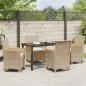 Preview: 5-teiliges Garten-Ess-Set mit Kissen Beige Poly-Rattan