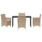 Preview: 5-teiliges Garten-Ess-Set mit Kissen Beige Poly-Rattan