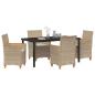 Preview: 5-teiliges Garten-Ess-Set mit Kissen Beige Poly-Rattan