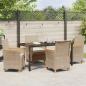 Preview: 5-teiliges Garten-Ess-Set mit Kissen Beige Poly-Rattan