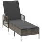 Preview: Sonnenliege Grau und Dunkelgrau PE Rattan 157 x 55 x 92 cm