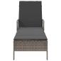 Preview: Sonnenliege Grau und Dunkelgrau PE Rattan 157 x 55 x 92 cm