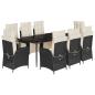 Preview: 9-tlg. Garten-Essgruppe mit Kissen Schwarz Poly Rattan