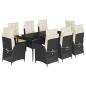 Preview: 9-tlg. Garten-Essgruppe mit Kissen Schwarz Poly Rattan