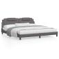 Preview: ARDEBO.de - Bett mit Matratze Grau 200x200 cm Kunstleder