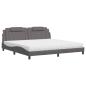 Preview: Bett mit Matratze Grau 200x200 cm Kunstleder