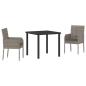 Preview: 3-teiliges Garten-Dining-Set mit Kissen Grau Poly Rattan