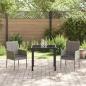 Preview: 3-teiliges Garten-Dining-Set mit Kissen Grau Poly Rattan