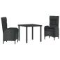 Preview: 3-teiliges Garten-Dining-Set Schwarz Poly-Rattan