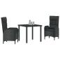 Preview: 3-teiliges Garten-Dining-Set Schwarz Poly-Rattan