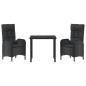 Preview: 3-teiliges Garten-Dining-Set Schwarz Poly-Rattan