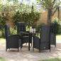 Preview: ARDEBO.de - 5-teiliges Garten-Essset Schwarz Poly-Rattan