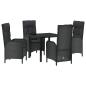 Preview: 5-teiliges Garten-Essset Schwarz Poly-Rattan