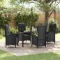 Preview: ARDEBO.de - 5-teiliges Garten-Essset Schwarz Poly-Rattan