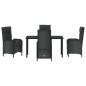 Preview: Garten Essgruppe mit Kissen 5 pcs Schwarz Poly-Rattan