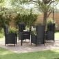 Preview: ARDEBO.de - 5-teiliges Garten-Esstischset Schwarz Poly-Rattan