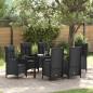 Preview: ARDEBO.de - 7-teiliges Garten-Essenset Schwarz Poly Rattan