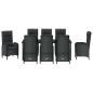 Preview: 9-teiliges Garten-Ess-Set Schwarz Poly-Rattan