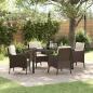 Preview: ARDEBO.de - 5-teiliger Garten-Ess-Set mit Kissen Braun Poly Rattan