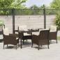 Preview: 5-teiliger Garten-Ess-Set mit Kissen Braun Poly Rattan