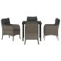 Preview: 5-teiliges Garten-Dining-Set mit Kissen in Grau aus Poly-Rattan