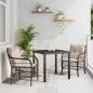 Preview: ARDEBO.de - 3-teiliges Garten Esszimmer Set mit Kissen Braunes Poly-Rattan