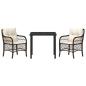Preview: 3-teiliges Garten Esszimmer Set mit Kissen Braunes Poly-Rattan