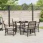 Preview: 5-teiliges Garten-Essgruppen-Set mit Kissen, braunes Poly-Rattan