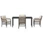 Preview: 5-Teiliges Garten Essset mit Kissen Braun Poly-Rattan