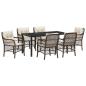 Preview: 7-teiliges Gartentisch-Set mit Kissen Braunes Poly-Rattan