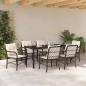 Preview: 7-teiliges Gartentisch-Set mit Kissen Braunes Poly-Rattan