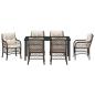 Preview: 7-teiliges Gartentisch-Set mit Kissen Braunes Poly-Rattan