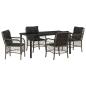 Preview: 5-teilige Garten Essgruppe mit Kissen Grau Poly Rattan