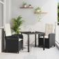 Preview: ARDEBO.de - 3-teiliges Garten-Essenset mit Kissen Schwarz Poly-Rattan