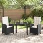 Preview: 3-teiliges Garten-Essenset mit Kissen Schwarz Poly-Rattan