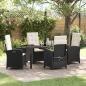 Preview: ARDEBO.de - 5-teiliges Garten-Dining-Set mit Kissen Schwarz Poly Rattan