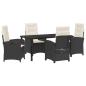 Preview: 5-teiliges Garten-Dining-Set mit Kissen Schwarz Poly Rattan
