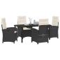 Preview: 5-teiliges Garten-Dining-Set mit Kissen Schwarz Poly Rattan