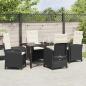 Preview: 5-teiliges Garten-Dining-Set mit Kissen Schwarz Poly Rattan