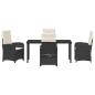 Preview: 5-teiliges Garten-Dining-Set mit Kissen Schwarz Poly Rattan