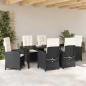 Preview: 7-teiliges Garten-Essbereich-Set mit Kissen Schwarz Poly Rattan