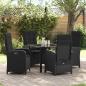 Preview: ARDEBO.de - 5-teiliges Gartentisch-Set mit Kissen Schwarz Poly-Rattan