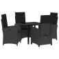 Preview: 5-teiliges Gartentisch-Set mit Kissen Schwarz Poly-Rattan